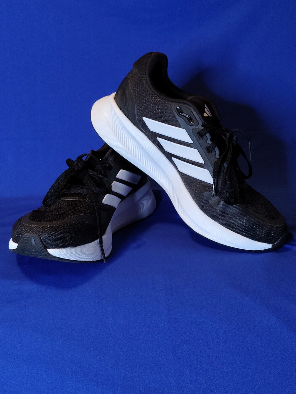 Adidas Runfalcon 5 Wide Running Shoes OrthoLite Black Cloud White Womens Size 9